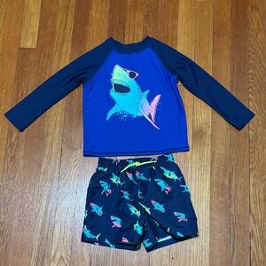 Jumping Beans Navy Shark Rashguard Set